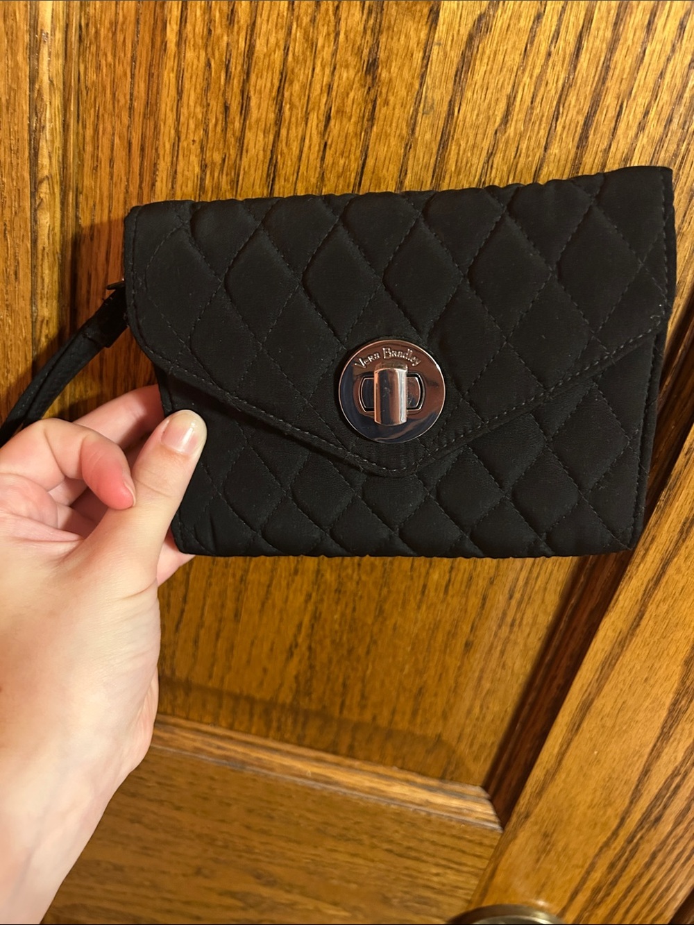 Vera Bradley Black Quilted Turn-Lock Wristlet